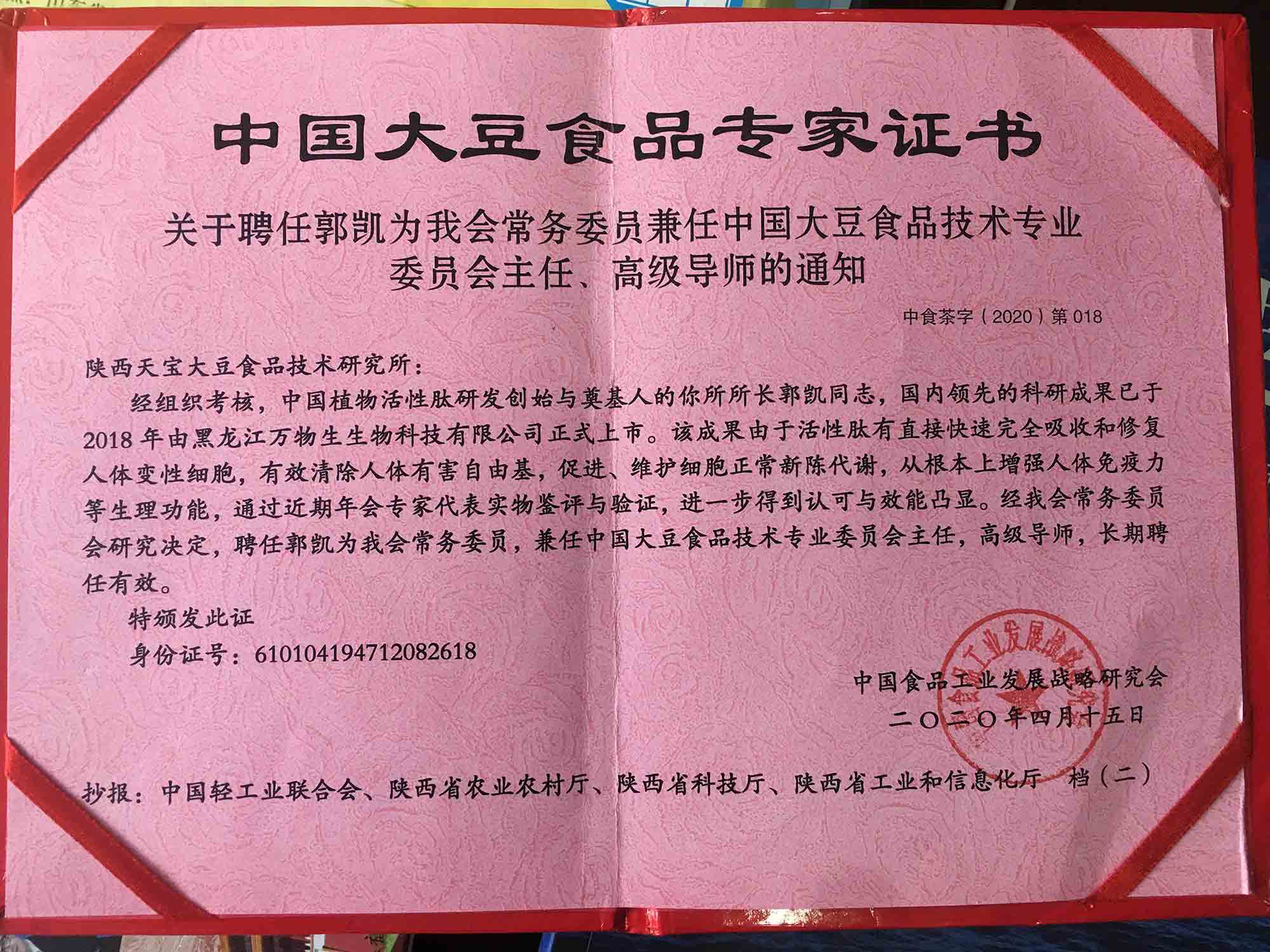 大豆食品专家认证